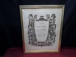 Society for Brouwers certificates 1964 framed 45x55 cm