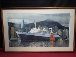 MS Rotterdam in Hong Kong picture framed. 73x45 cm