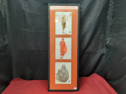 Wall Hanging of Monks with Frame .