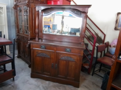 English Mirror Back Sideboard with Beveled Glass. 
W.121 D.46 H.173 Cm.