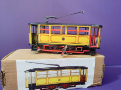 A Vintage Tram Trolley Streetcar Bus Tin Toy Collectible Gift with Wind - Up Key.