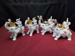 4x Ceramic Elephant Playing
Instrument
