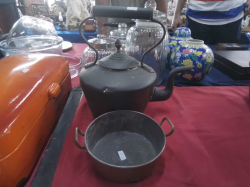 Large Victorian Copper Kettle And Pan