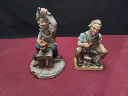 2x Old Man Shoe Shiner Figure.