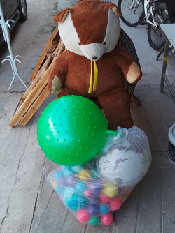 Large Teddy Bear and Balloons.