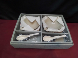 Box of Japanese Bowls and Spoons Set.