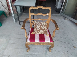 Gilt wood decorative armchair  with Cushion. 