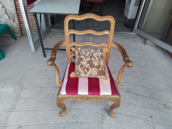 Gilt wood decorative armchair with Cushion.