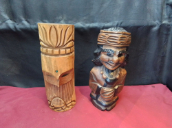 2x Japanese Carved Wood