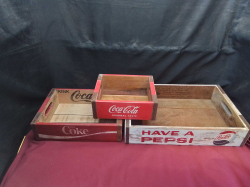 3x Wooden Cages Coke Coca cola and Pepsi
