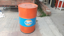 Gulf Oil Barrel decoration.