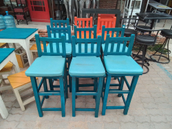 9 Wooden Bar Stools.