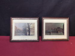 A Lovely Pair Of Miniture Prints Framed. 15x17 cm.