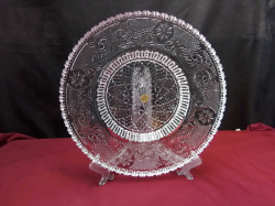 Cut Crystal Glass Plate with Stand. 
W.35 cm.