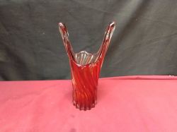 An Art Glass Red & Clear Twist Vase.