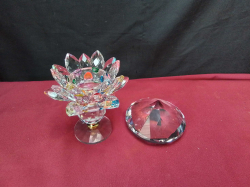 Crystal Lotus Flower Tealight Holder And Crystal Diamond.