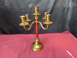 SACANDIA 1833 A Heavy Brass and Wood Vintage Candelabra. 