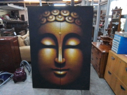 Buddha face painting on Canvas 2 pieces. Each size180x66 cm