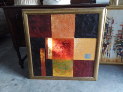 Abstract  Painting  on oil canvas Gilt Framed.
W.90 H.90 Cm.