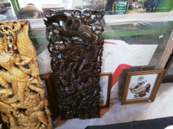 A Wooden Wall Hanging Carving of Thai Dancers.
W.90 H.36 Cm.