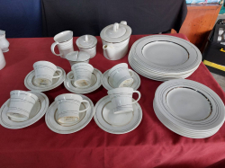 Royal bone China 28 pieces of Tea pot, coffee cup & saucer, plates, sugar bowl, salt & paper shaker 