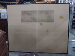 Antique Japanese 2 panel screens some damage. 175x140 cm