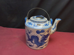 A Large Blue & White Chinese Tea Pot.
