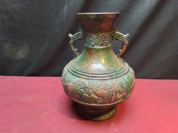 A Lovely Bronze  Decorated Vase with Cloesony Decoration. H.25 Cm.