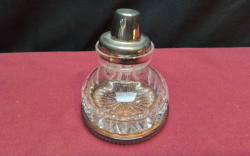 A Stuart Crystal Ink Well with Silver Plated Top.