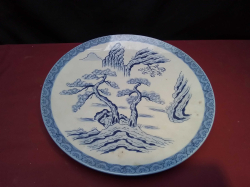 A Large Japanese Blue& White Plate. W.34 Cm.
