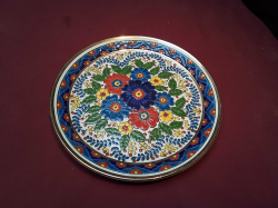 Hand Painted Pottery Plate. W.24 Cm.Stamped on Base.