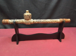 Vintage Carved Opium Pipe on Stand.