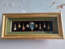 Thai art Khon set of miniature mask in wall hanging frame