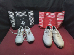 A Pair of PoLo Golf Shoes with bags.