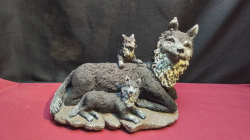 A Fibre of Wolf & 2 Cubs Sculpture. L.33 H.23 Cm.