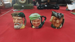 3 Small Doulton Character Jugs Robin Hood, Robinson Crusoe,Sairy Gamp.