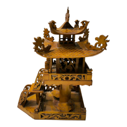 A wooden craft Thai spirit house. H.35 W.30 Cm. 