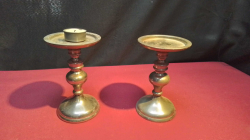 2 Nice Indian Silver Plated Candle Sticks. H.16 Cm.