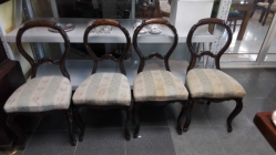4 Victorian Balloon Back Chairs, Nicely Upholstered