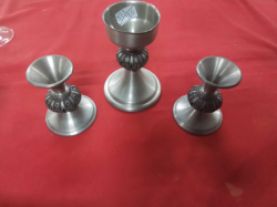 Norwegian Pewter Candle holders set of Vtg Haugrud perletinn Mastad Norway.