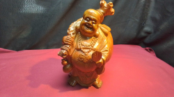A Vintage Hand Carved Wooden Happy Buddha. W.18 H.30 Cm.