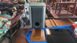 A 67 Cm. High Sony Speaker on A Hand wood Stand Nice Piece of Furniture.