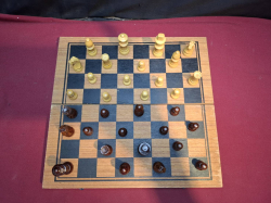 Old wooden Chess set. Size 30x28 cm