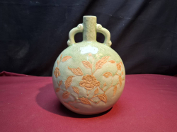 A Thai made Moon flask vase Chinese style. Signed to base. Approx. 25x 19cm