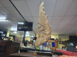 An Old wood carved Naga figure. Approx.117x29 cm