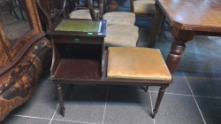 A Walnut Telephone Table with Leather Top(143) D.37 L.78 H.69 Cm.