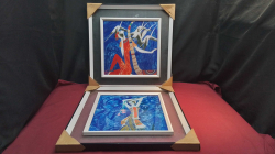 2x GUSTAV KLIMT Glass Paintings.47x47 Cm.