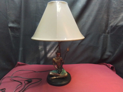 A Lovely Cold Painted Bronze Musician Table Lamp.H.55 Cm.
