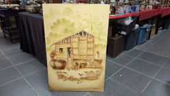 Oil painting on canvas A Country side house. W.61 H.92 Cm.