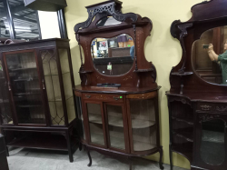 A Nice Inlaid Cabinet with Mirror Back in the Empire Style(97).D.34 L.126 H.225 Cm.